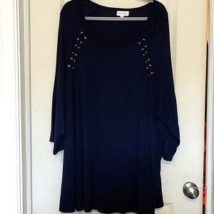 Molly Isadora Women's Plus Size Navy Blue 3/4 sleeve Tunic Top Size 5X